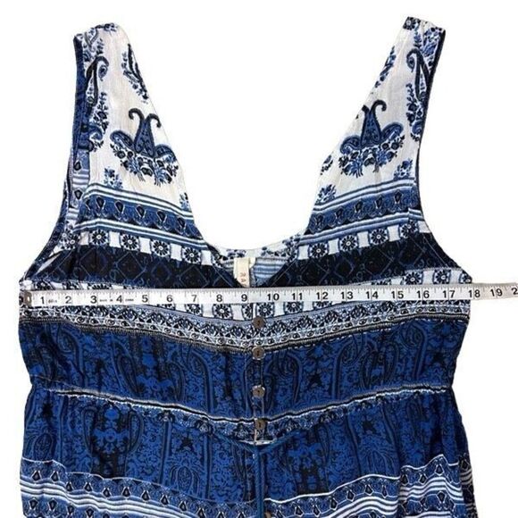 🆕 RAGA Anthropologie Caravan open front‎ dress boho navy blue size M BIN P - Picture 8 of 9